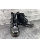 Dr Martens Combat boots Big Girls 1460 Glitter Shoes Black Gold 2M Paten... - $509.06 MXN