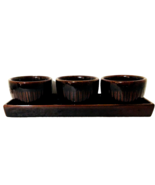 Barbara Eigen Zak Designs Set of 3 Brown Ceramic 3&quot; Dip Bowls + 3.5&quot; x 1... - £20.27 GBP