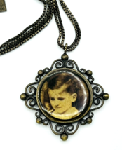 SISSIROSSI Italy Antique Bronze Picture Frame Necklace - £35.48 GBP