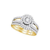 14k Yellow Gold Round Diamond Bridal Wedding Engagement Ring Band Set 1.... - $1,499.00