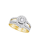 14k Yellow Gold Round Diamond Bridal Wedding Engagement Ring Band Set 1.... - £1,198.23 GBP