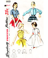 Girl&#39;s Blouse &amp; Blouse Slip Vintage 1953 Simplicity Pattern 4419 Size 8 - £9.01 GBP