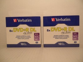 (2 pack) Verbatim DVD + R DL 10 pack double layer recordable, new unopen... - £25.65 GBP