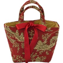 Constance Cusick Tapestry Small Bucket Tote Handbag Purse Red and Gold - $21.99