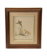 M. G. Loates Wildlife Print Fox With Pheasant In Flight 1960&#39;s Frame Gla... - £19.82 GBP