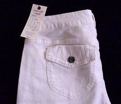 Simply Vera Wang Petite 10 10P White Denim Roll Cuff Capris Jeans - £31.59 GBP