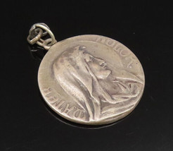 925 Silver - Vintage Antique Double Sided Saint Mary &amp; Jesus Pendant - PT21080 - £54.32 GBP