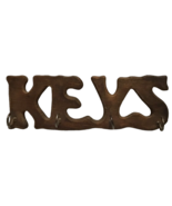 Wood Key Holder Wall Hanger 4 Hook  Spellout Keys 1970s 1980s Farmhouse ... - $26.99