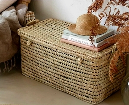 Moroccan Handmade Baskets of Wicker Trunk- Palm Leaf - £47.21 GBP+