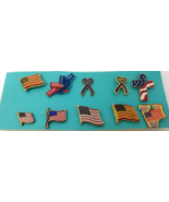 Set of 10 Patriotic American Flag Lapel Pins Bubble Enamel Bright Vintage - $15.15