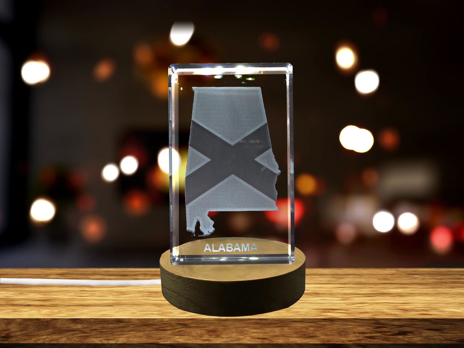 LED Base included |  Alabama 3D Engraved Crystal 3D Engraved Crystal Keepsake