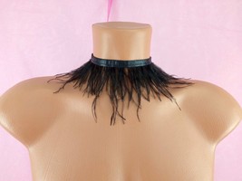 Black Feathers Choker, Submissive Collar, Bondage Collar, Kitten Play Ch... - $19.30