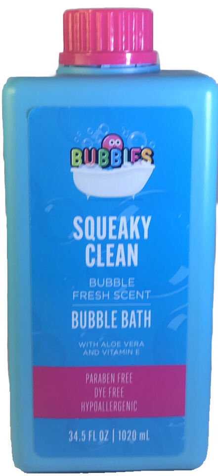 Bubbles Squeaky Clean Bubble Bath-Bubble Fresh Scent W Aloe Vera 34.5oz-SHIP24HR