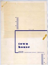 Town House Menu Sheridan Road in Chicago Illinois 1948 - £27.24 GBP