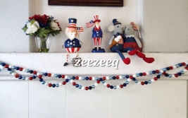 Patriotic 4th of July Fireworks Swag Plastic Garland Decor 6FT Red White... - $29.69