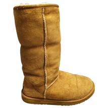 UGG Australia Tall Snow Boots Womens Size 7 Tan Suede Faux Fur Lined Pul... - $65.06