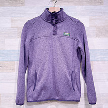 LL Bean Sweater Fleece Pullover Jacket Purple 1/4 Snap Semi Fitted Women... - $29.69