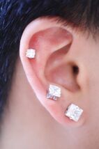 1 PAIR CZ CLEAR SQUARE/ROUND MAGNETIC EARRINGS STUDS EAR BONE EAR CUFF M... - €7,51 EUR+