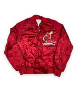 Vintage 80s St. Louis Cardinals Red Satin Jacket Sz Medium Bomber Flanne... - £20.82 GBP