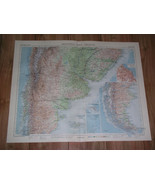 1957 VINTAGE MAP OF ARGENTINA CHILE FALKLAND ISLANDS / SCALE 1:5,000,000 - £24.07 GBP
