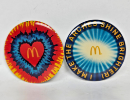 Mcdonalds Round Heart &amp; I Make the Arches Shine Brighter Lapel Pin Button - $7.02 CAD