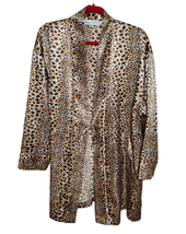 Victoria&#39;s Secret OS Silky Robe W/Pockets Mid-Length  Leopard Print Vint... - £20.44 GBP