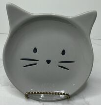 Signature Ceramic Bowl Cat Face Shaped Trinket Dish Gray New - $13.81