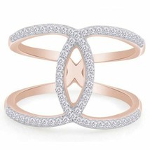 Rose Vergoldet Sterlingsilber Rund Schliff Künstlicher Diamant Interlock Ehering - $71.98