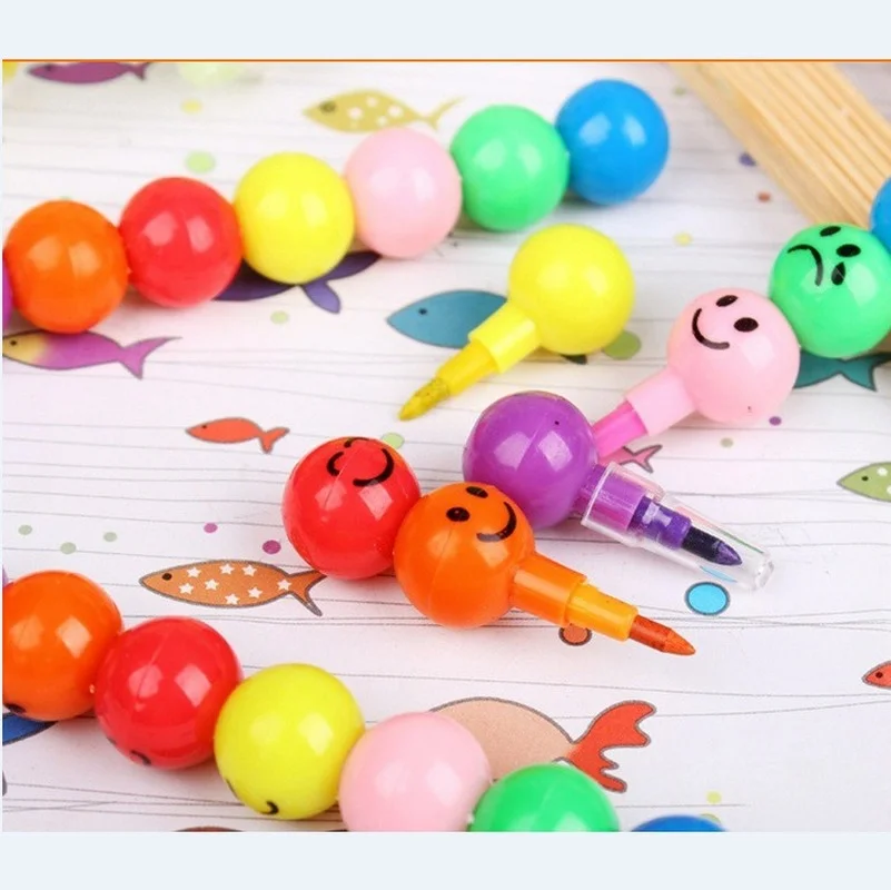 Game Fun Play Toys 5pcs 7 Color Crayons Cartoon Smiley Face Expression Candy Gou - £23.32 GBP
