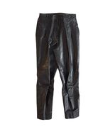Vintage Y2K 80s Leather Pants Size 12 Black High Waist Tapered Leg Pleated - $30.00