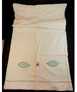 Vintage EMBROIDERED PILLOW CASE Large White PILLOW SHAM FLORAL 3.5&#39; X 18&quot; - $8.48 CAD