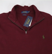 New Polo Ralph Lauren Mens Quarter Zip Estate Rib Sweater Size L Burgund... - $66.45