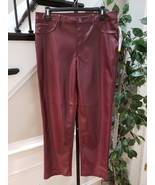 Joie Women&#39;s Maroon Solid 100% Polyester Faux Leather Straight Leg Pants 8 - $51.45 CAD