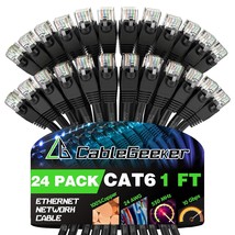 Cat 6 Patch Cables 1 ft 24 Pack Cat 6 Ethernet Cable Snagless RJ45 Cat 5e Cat6 P - £42.34 GBP
