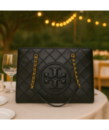 NEW Tory Burch Soft Fleming Chain Black Quilted Leather Tote/Shoulder Ba... - $974.49 CAD