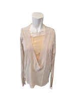 Hotel Particulier Sweater Plunge V Lightweight Sweater Beige Sz M $300 - $28.04