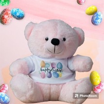 Teddy Bear Happy Easter Egg T-Shirt Plush Toy Pink Pastel Bow Stuffed Animal, 9&quot; - £14.15 GBP