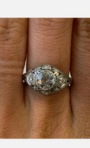2CT Moissanite Art Deco &amp; Antique Engagement  Ring 14k White Gold Plated - £87.99 GBP