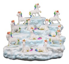 Magical Sky Clouds Terrace Castle Display And 12 Unicorn Miniatures Figurine Set - £51.15 GBP