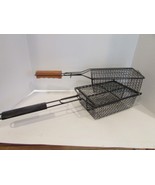 Pair of Outdoor BBQ Grill Baskets Locking Long Handles Never Used - £23.18 GBP