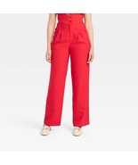 A New Day Women&#39;s High-Rise Pleat Front Straight Trousers Size 4 Red New... - €25,92 EUR