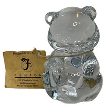 Vintage Fenton Art Glass Bear Figurine with Blue Heart September Birthstone - £23.47 GBP
