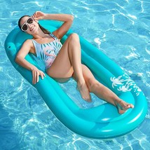 Inflatable Pool Lounger Float - Pool Float w Mesh Stable Relaxing Water Hammock - £14.63 GBP