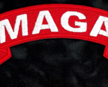 MAGA Red Rocker Style Iron On Sew On Embroidered Patch 4&quot; x 1 1/2&quot; - $4.99