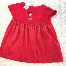 Disney Store Infant Sz 12 mos Red Velvet Dress Minnie Mouse short sleeve - £9.16 GBP