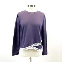 Victoria Sport Womens L Spellout Sweatshirt Knit Top Purple Asymmetric Active - £19.42 GBP