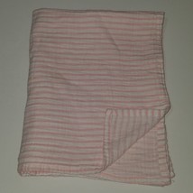 Jessica Simpson Baby Pink White Stripe Muslin Cotton Swaddle Blanket Lovey 26x41 - £13.42 GBP