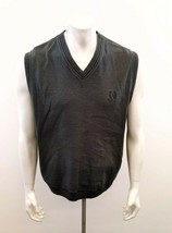 Arrow Men&#39;s V Neck Vest Size Large Black Cotton Sleeveless Ribbed Pullover - £7.77 GBP