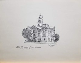Hill County Courthouse Pen and Ink Print by Hugh Riker - 9&quot; x 12&quot; - £19.16 GBP