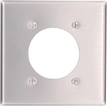 Receptacle Wallplate 4-1/2&#39;&#39; L x  4-9/16&#39;&#39; W 2-Gang Aluminum - Leviton 8... - $0.99